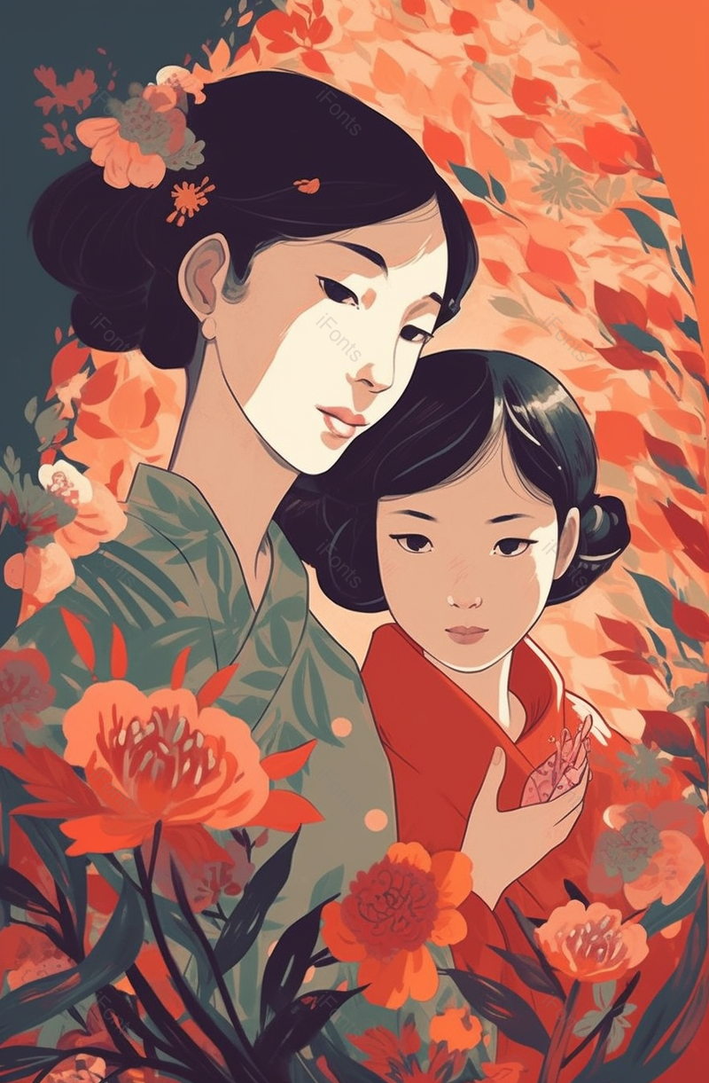 古代效果母亲节母女拥抱背景图,插画/手绘图,插画/手绘图库,插画/手绘图下载,插画/手绘